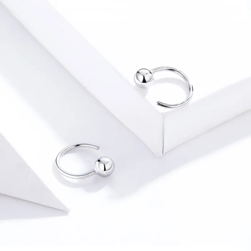 (image for) Pandora Style Silver Small Ball Hoop Earrings - SCE782-A - View 2