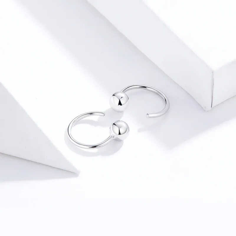 (image for) Pandora Style Silver Small Ball Hoop Earrings - SCE782-A - View 3