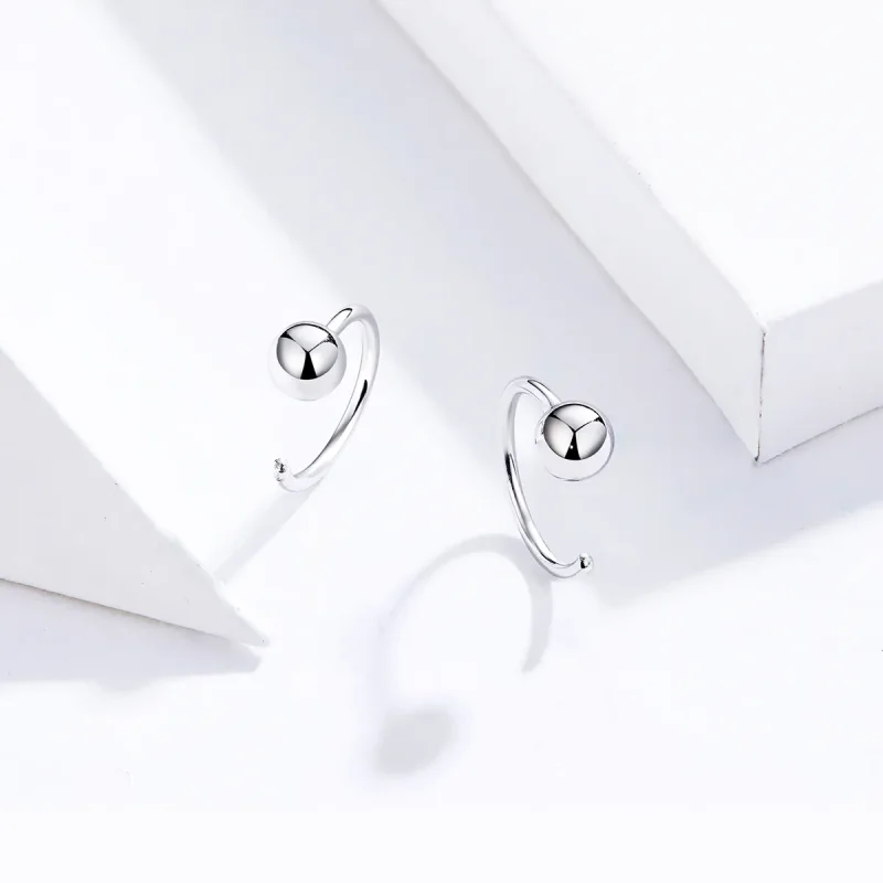 (image for) Pandora Style Silver Small Ball Hoop Earrings - SCE782-A - View 4