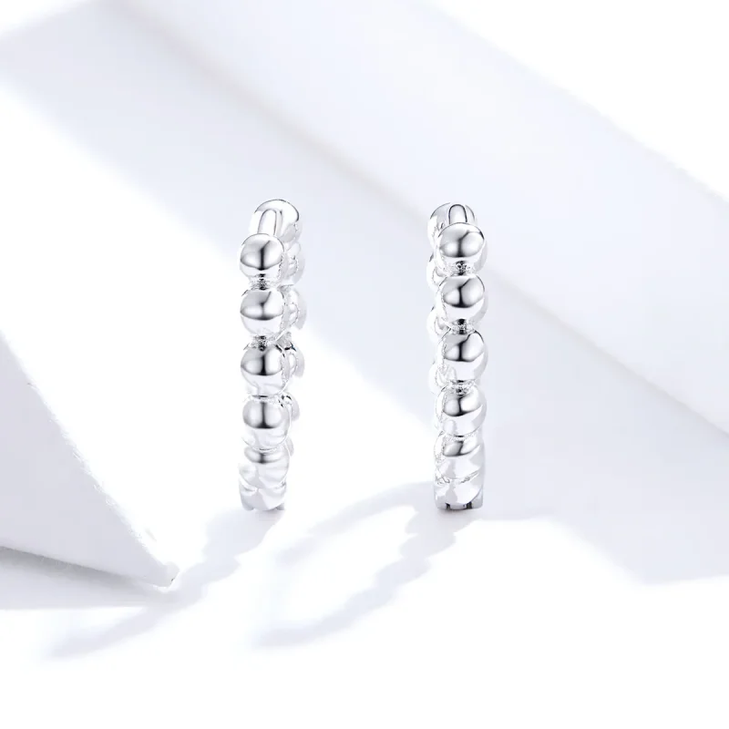 (image for) Pandora Style Silver Small Ball Hoop Earrings - SCE807-A - View 2