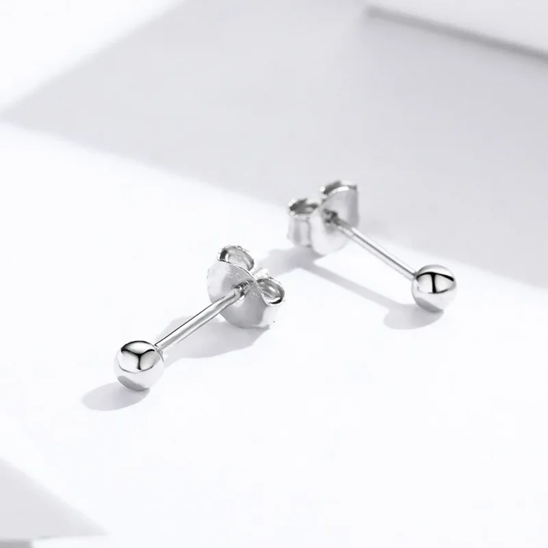 (image for) Pandora Style Silver Small Ball Stud Earrings - SCE581 - View 2