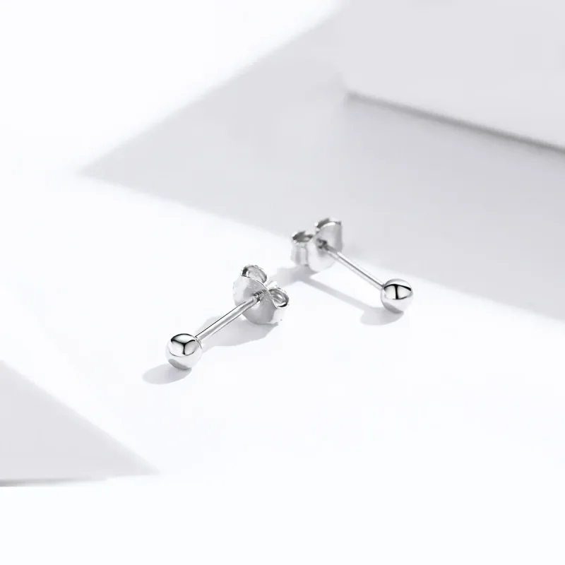 (image for) Pandora Style Silver Small Ball Stud Earrings - SCE581 - View 3
