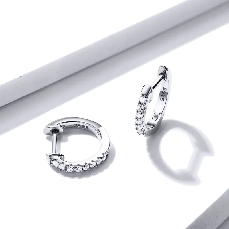 (image for) Pandora Style Silver Small Circle Hoop Earrings - SCE498-A - View 2