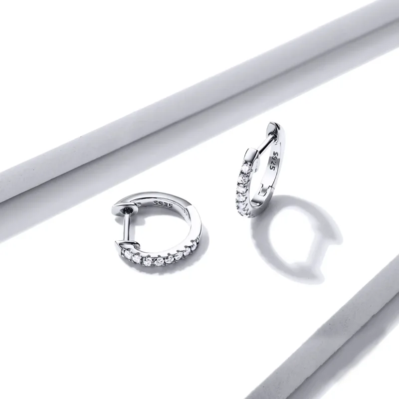 (image for) Pandora Style Silver Small Circle Hoop Earrings - SCE498-A - View 3