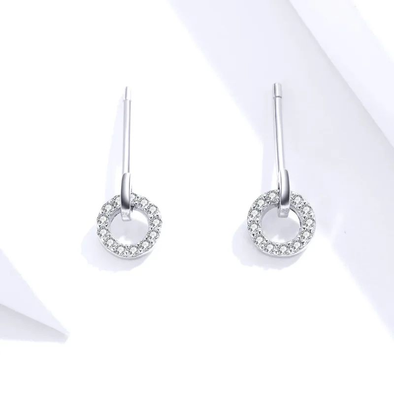 (image for) Pandora Style Silver Small Circle Stud Earrings - SCE767 - View 2