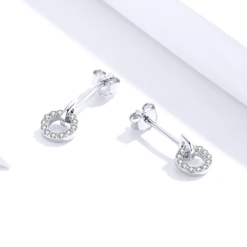 (image for) Pandora Style Silver Small Circle Stud Earrings - SCE767 - View 3
