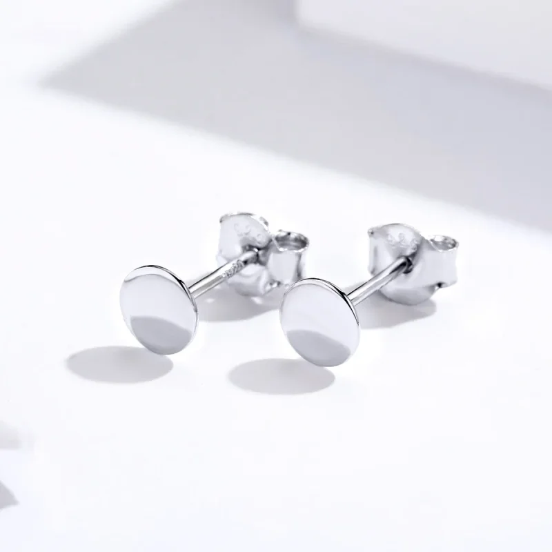 (image for) Pandora Style Silver Small Round Piece Stud Earrings - SCE693 - View 2