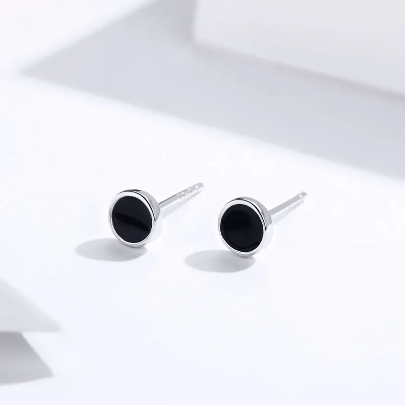 (image for) Pandora Style Silver Small Round Piece Stud Earrings - SCE694 - View 2