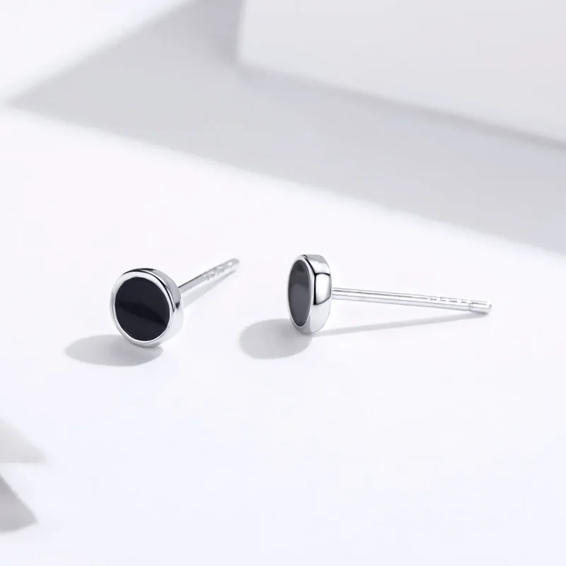 (image for) Pandora Style Silver Small Round Piece Stud Earrings - SCE694 - View 4