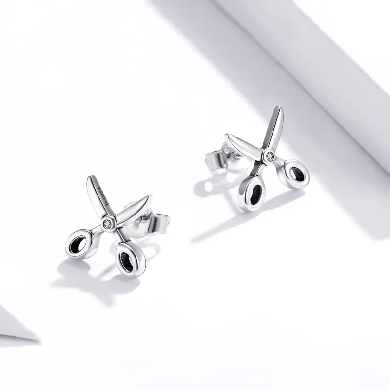 (image for) Pandora Style Silver Small Scissors Stud Earrings - SCE1003 - View 4
