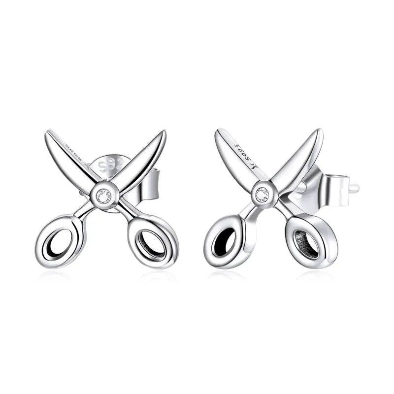 (image for) Pandora Style Silver Small Scissors Stud Earrings - SCE1003