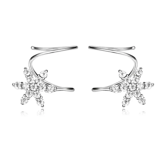 (image for) Pandora Style Silver Snowflake Hanging Earrings - SCE651