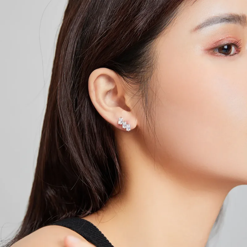 (image for) Pandora Style Silver Solid Stud Earrings - SCE1051-A - View 4