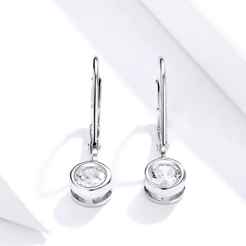 (image for) Pandora Style Silver Sparkle Dangle Earrings - SCE747 - View 3