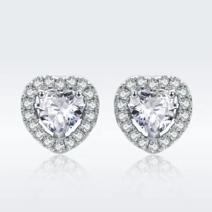 (image for) Pandora Style Silver Sparkle Hearts Stud Earrings - SCE059