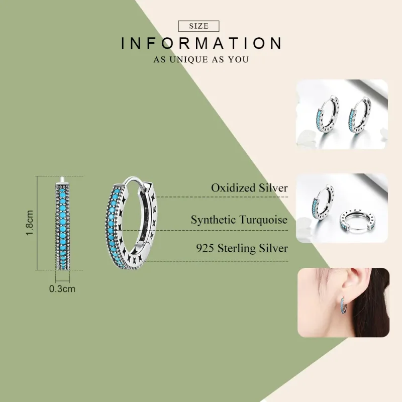 (image for) Pandora Style Silver Sparkle Hoop Earrings - SCE493 - View 3