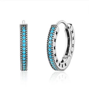 (image for) Pandora Style Silver Sparkle Hoop Earrings - SCE493