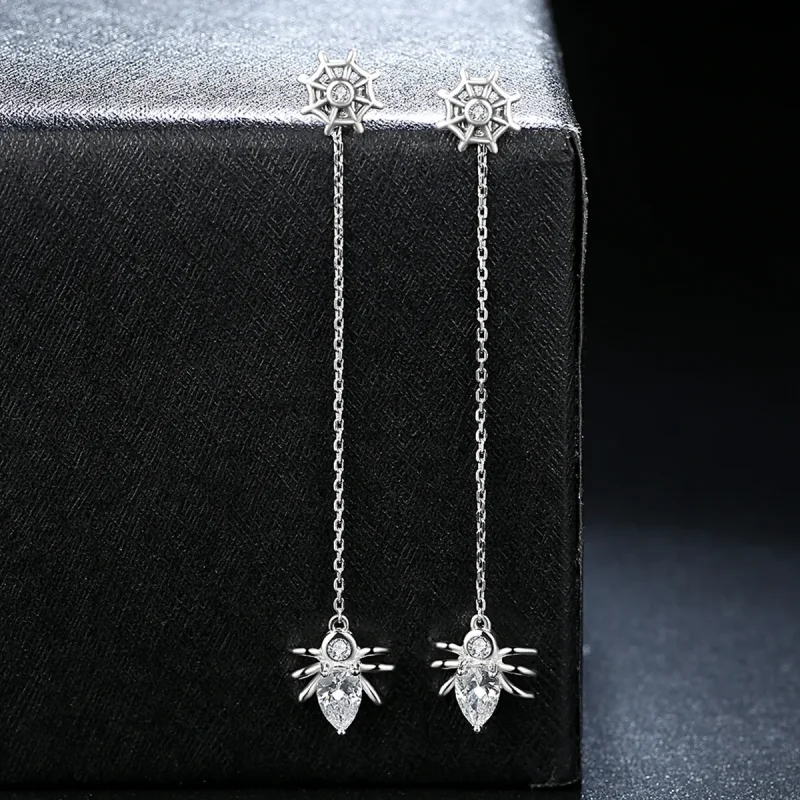 (image for) Pandora Style Silver Spider Tassel Hanging Earrings - SCE019 - View 5