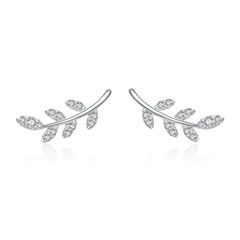 (image for) Pandora Style Silver Spring Leaves Stud Earrings - BSE031