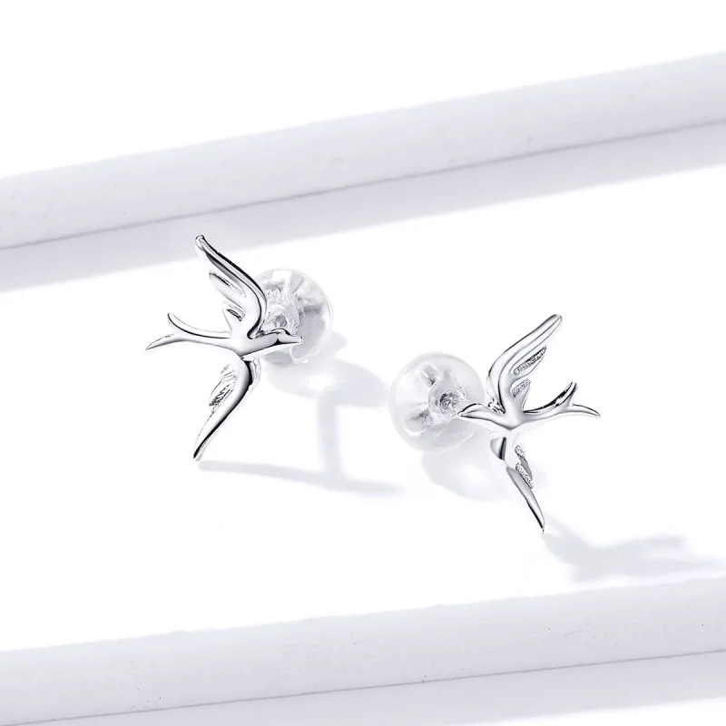 (image for) Pandora Style Silver Spring Swallow Stud Earrings - BSE302 - View 2