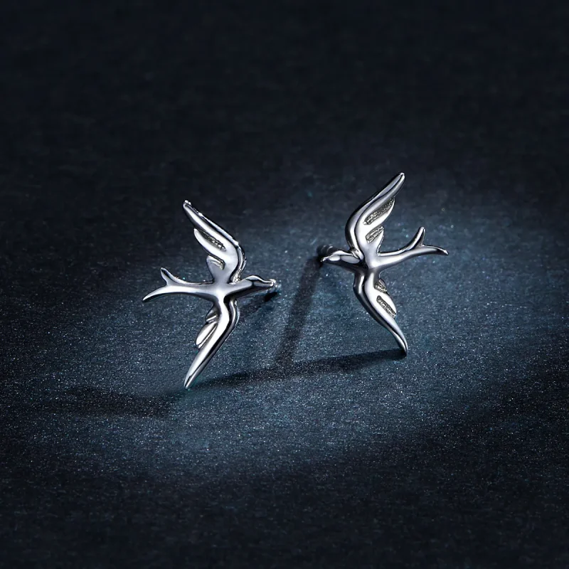 (image for) Pandora Style Silver Spring Swallow Stud Earrings - BSE302 - View 5