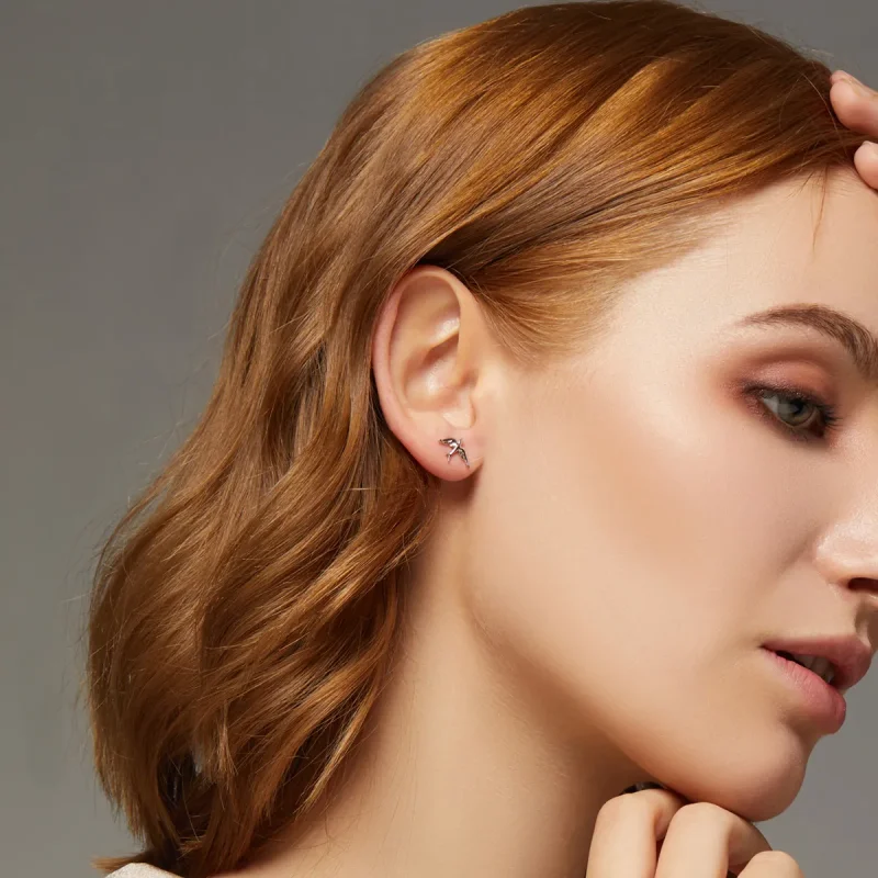 (image for) Pandora Style Silver Spring Swallow Stud Earrings - BSE302 - View 6