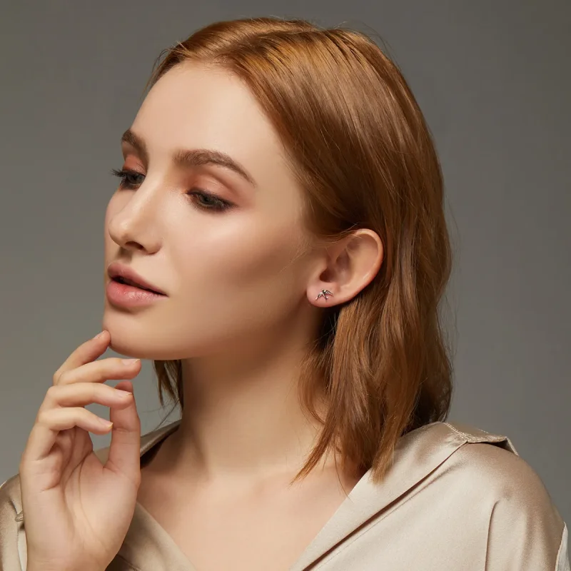 (image for) Pandora Style Silver Spring Swallow Stud Earrings - BSE302 - View 8