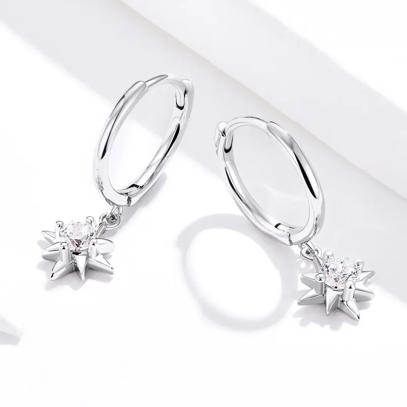 (image for) Pandora Style Silver Star Dangle Earrings - SCE759 - View 3