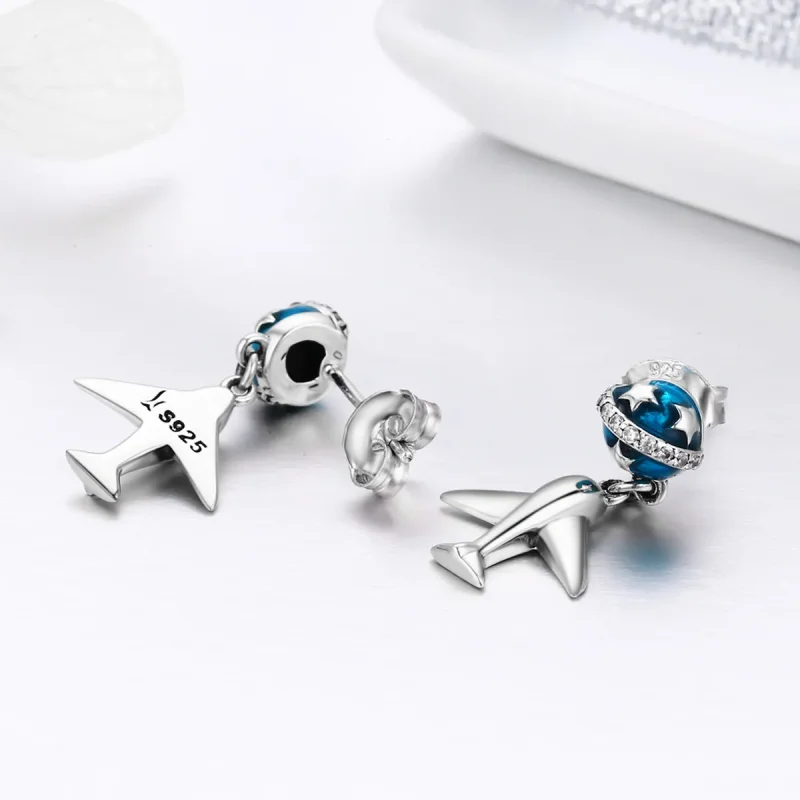 (image for) Pandora Style Silver Star Tours Hanging Earrings - SCE331 - View 6