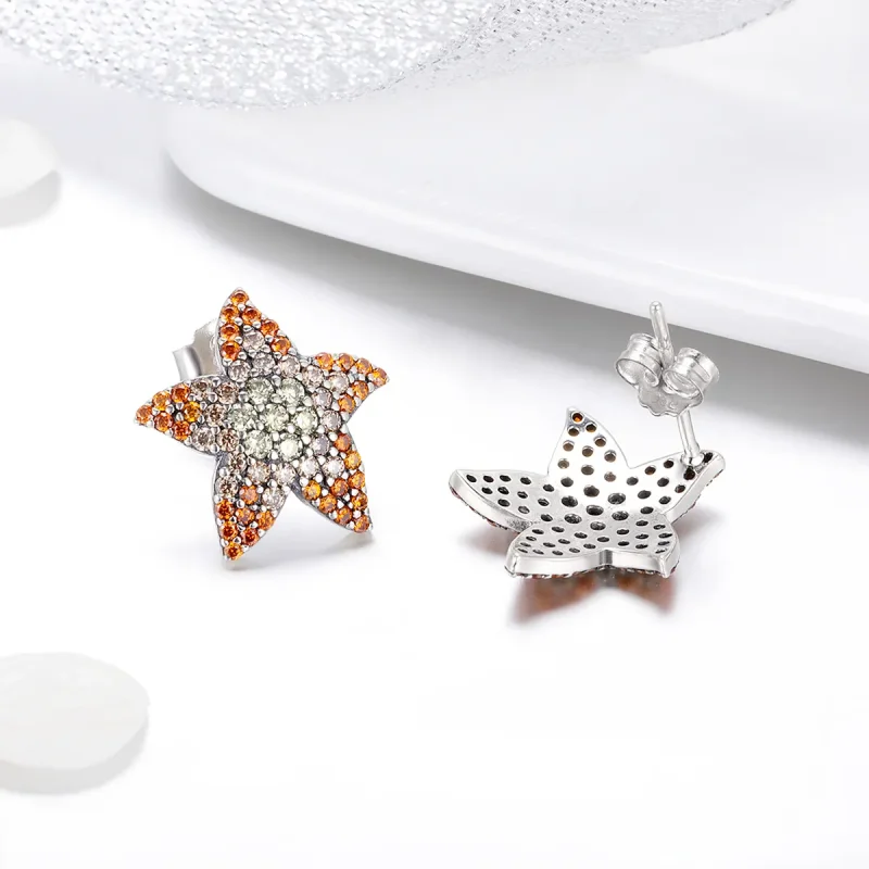 (image for) Pandora Style Silver Starfish Stud Earrings - SCE449 - View 4