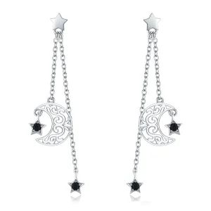 (image for) Pandora Style Silver Starlight Moon Hanging Earrings - SCE528