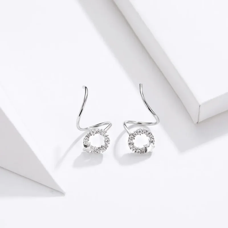 (image for) Pandora Style Silver Starlish Stud Earrings - SCE637 - View 2