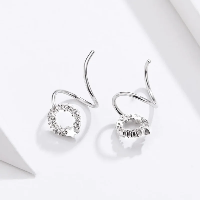 (image for) Pandora Style Silver Starlish Stud Earrings - SCE637 - View 3