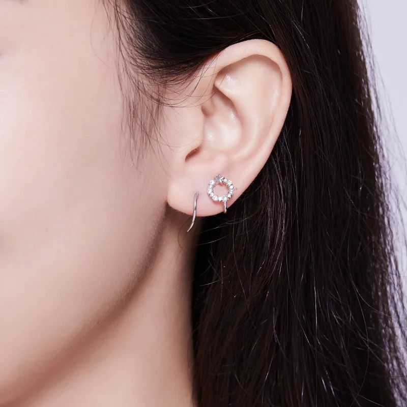(image for) Pandora Style Silver Starlish Stud Earrings - SCE637 - View 5