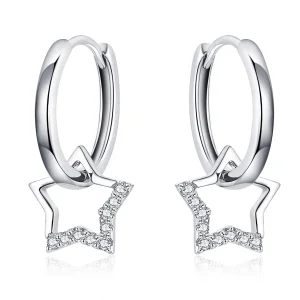 (image for) Pandora Style Silver Starry Dangle Earrings - BSE276