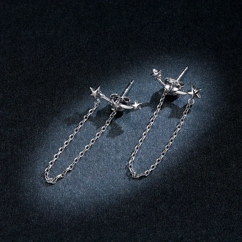 (image for) Pandora Style Silver Starry Dangle Earrings - BSE361 - View 5