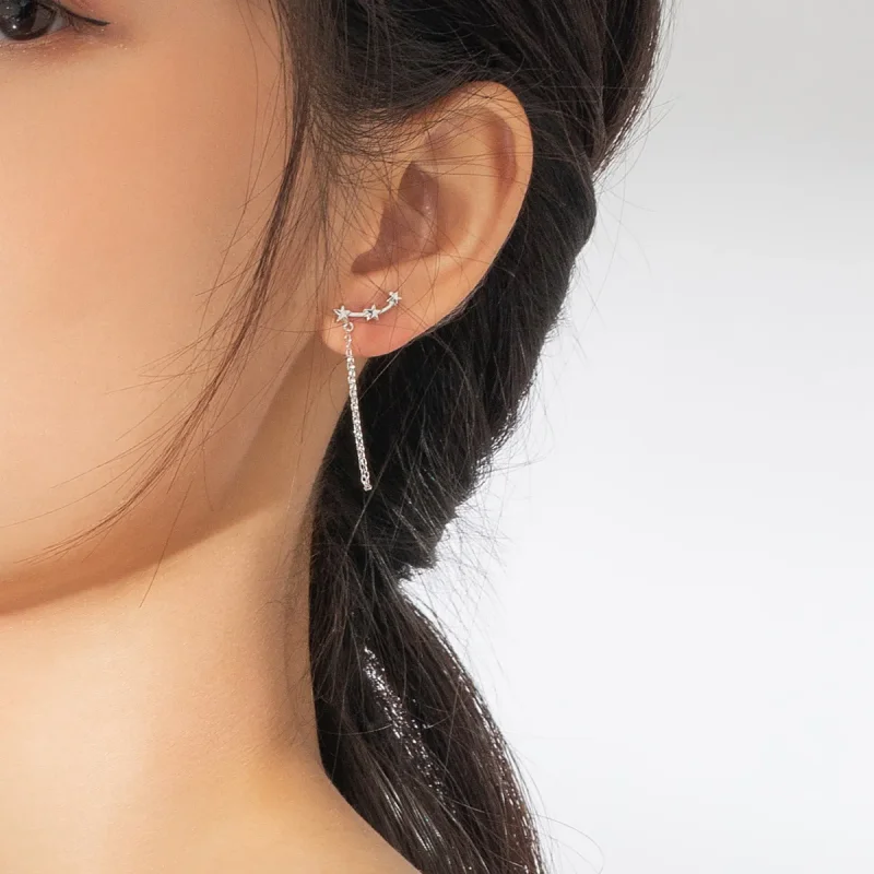 (image for) Pandora Style Silver Starry Dangle Earrings - BSE361 - View 7