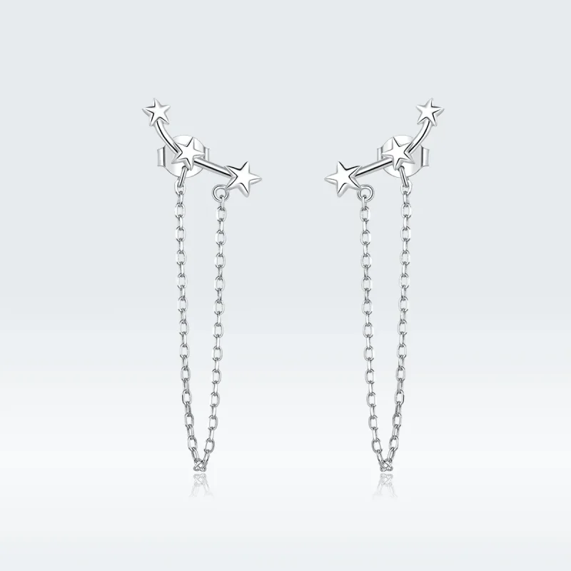 (image for) Pandora Style Silver Starry Dangle Earrings - BSE361