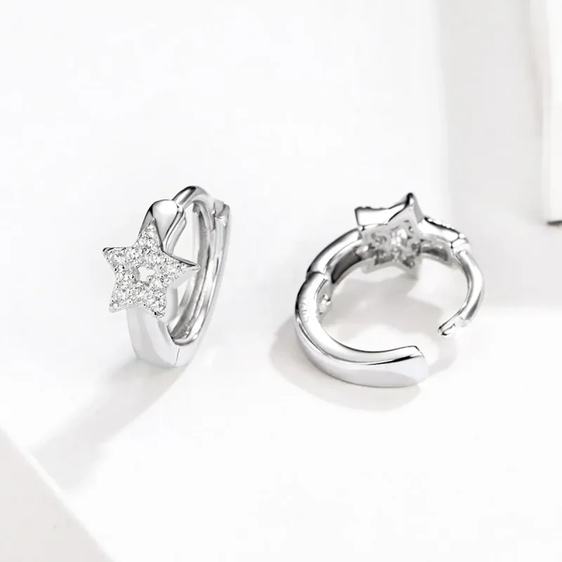 (image for) Pandora Style Silver Starry Light Hoop Earrings - BSE172 - View 5