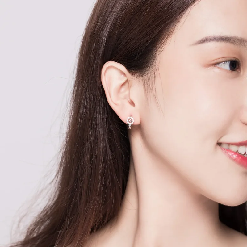 (image for) Pandora Style Silver Stars Hoop Earrings - SCE665 - View 5