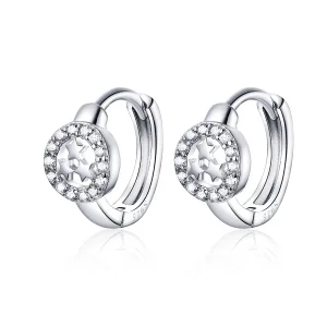 (image for) Pandora Style Silver Stars Hoop Earrings - SCE665