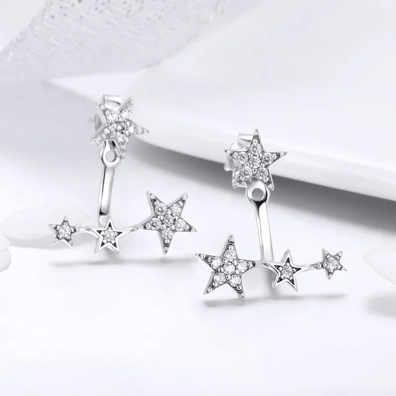 (image for) Pandora Style Silver Stars Stud Earrings - SCE448 - View 4