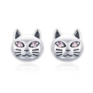 (image for) Pandora Style Silver Sticky Cat Stud Earrings - SCE440