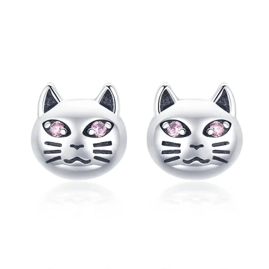 (image for) Pandora Style Silver Sticky Cat Stud Earrings - SCE440
