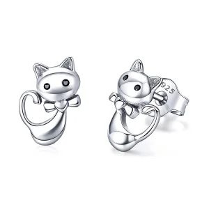 (image for) Pandora Style Silver Sticky Cat Stud Earrings - SCE450