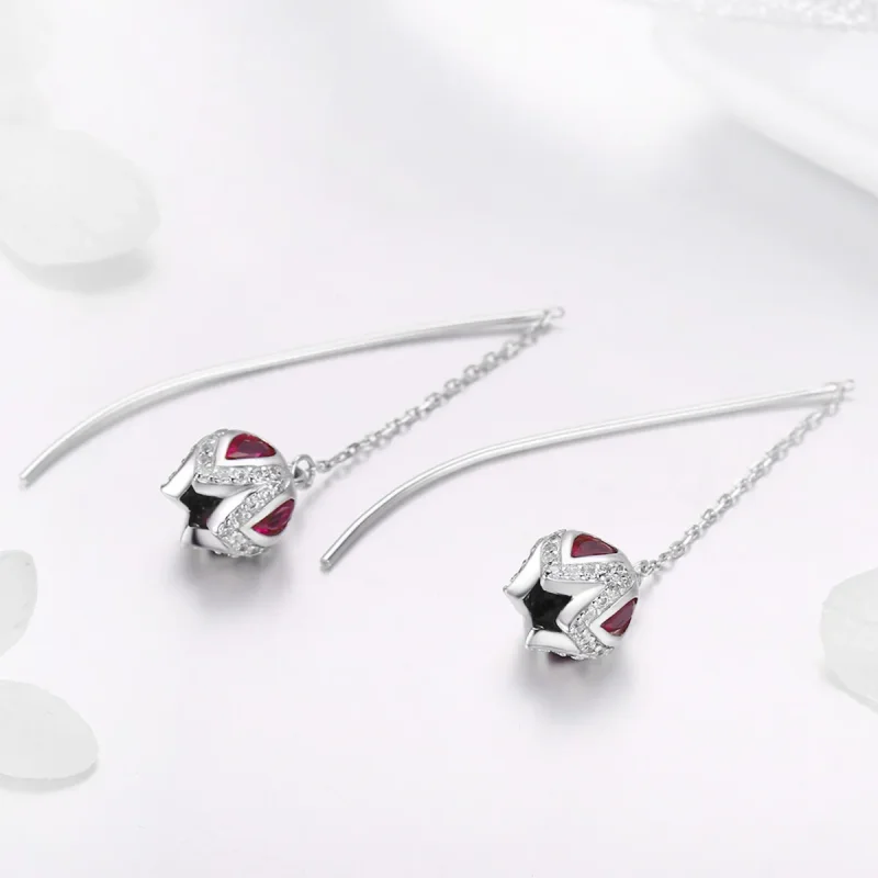 (image for) Pandora Style Silver Story of Tulip Hanging Earrings - SCE504 - View 2