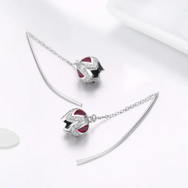(image for) Pandora Style Silver Story of Tulip Hanging Earrings - SCE504 - View 3