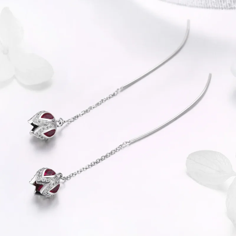 (image for) Pandora Style Silver Story of Tulip Hanging Earrings - SCE504 - View 4