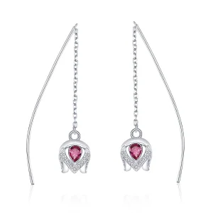 (image for) Pandora Style Silver Story of Tulip Hanging Earrings - SCE504