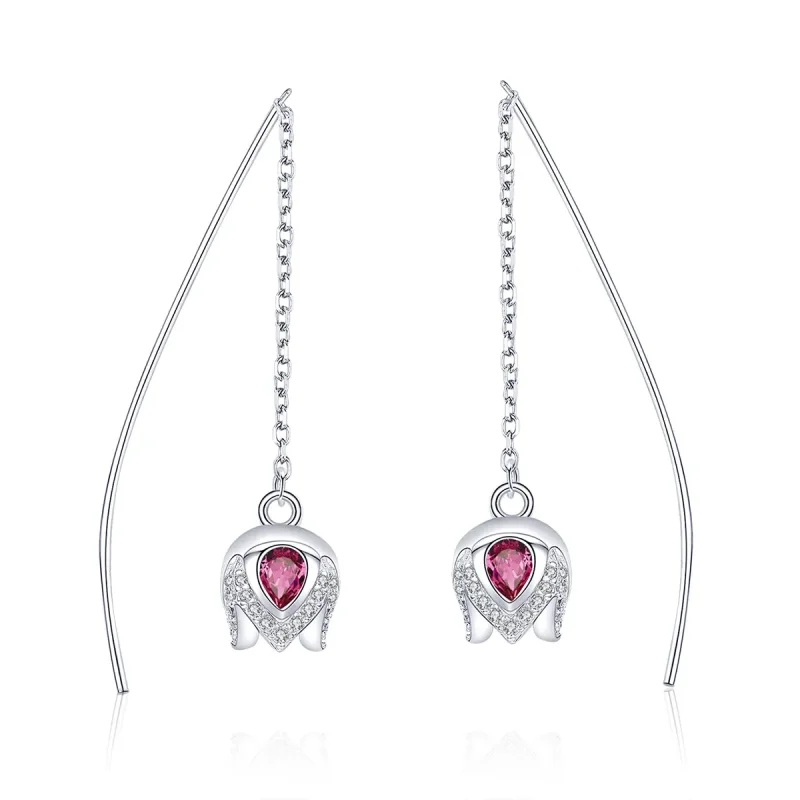 (image for) Pandora Style Silver Story of Tulip Hanging Earrings - SCE504